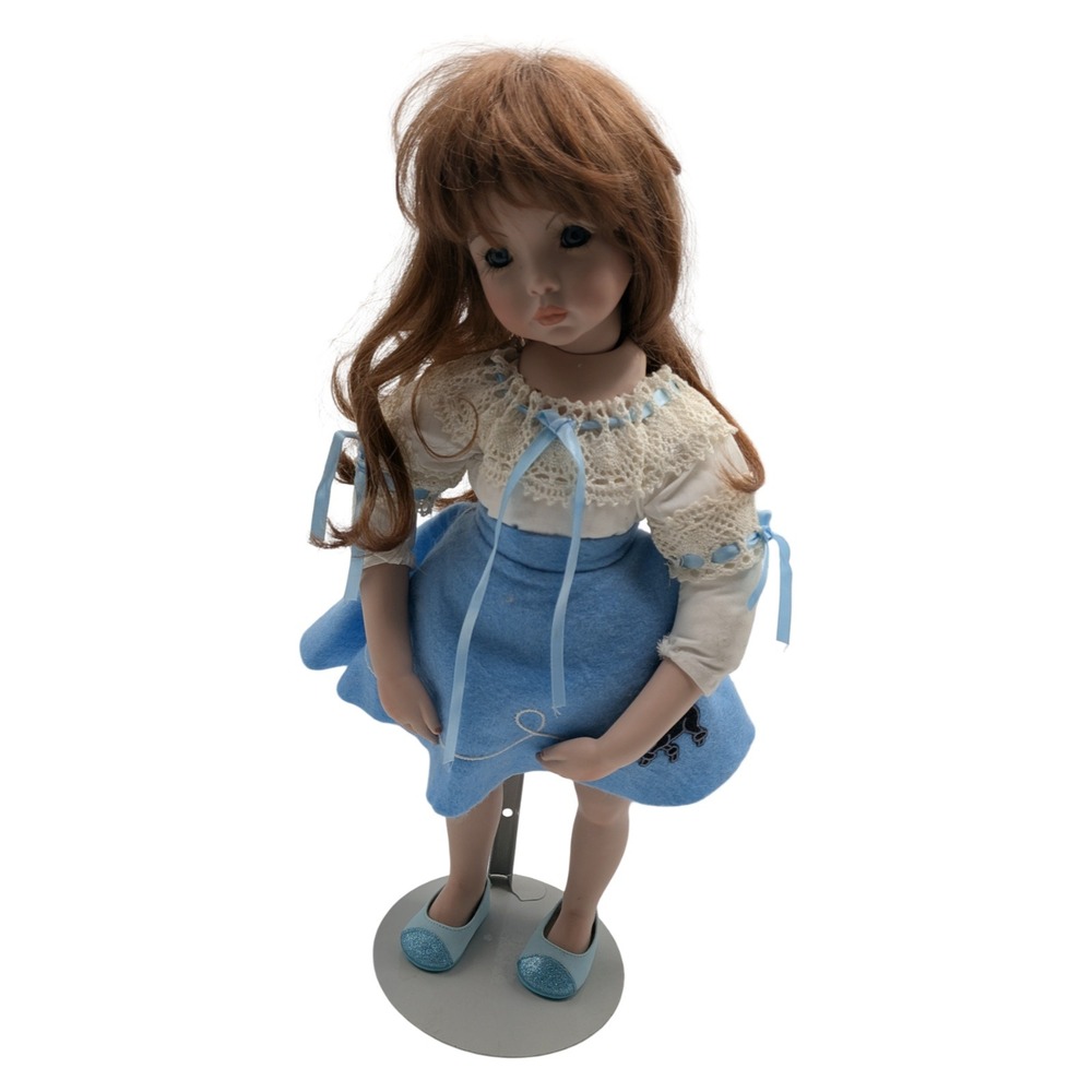 Emily by Dianna Effner 1991 Expressions Porcelain Doll Blue Poodle Skirt 18in